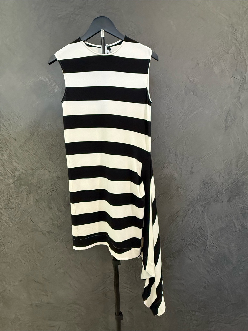 Like New Calvin Klein 205W39NYC Black &White Asymmetric Striped Sleeveless Dress